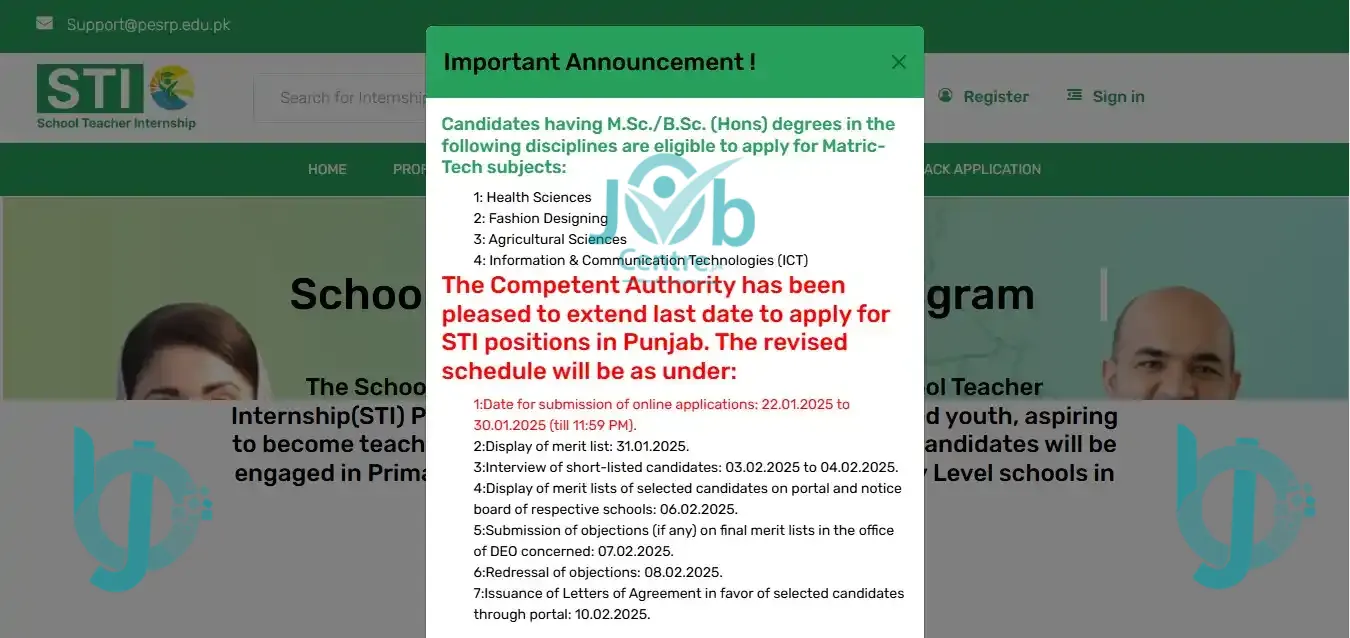 Date Extended School Teacher Interns 2025 Advertisement