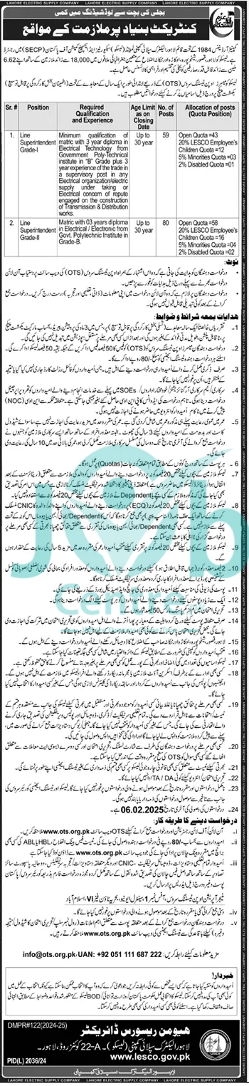 LESCO Jobs 2025 Online Apply Advertisement
