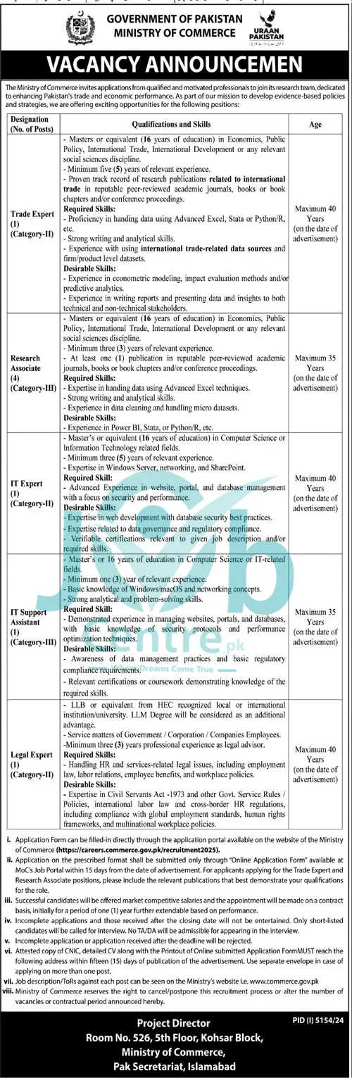 Ministry Of Commerce Jobs 2025