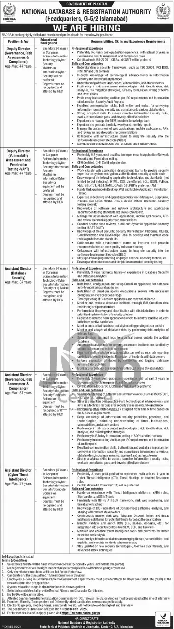 NADRA Jobs 2025 Latest Advertisement