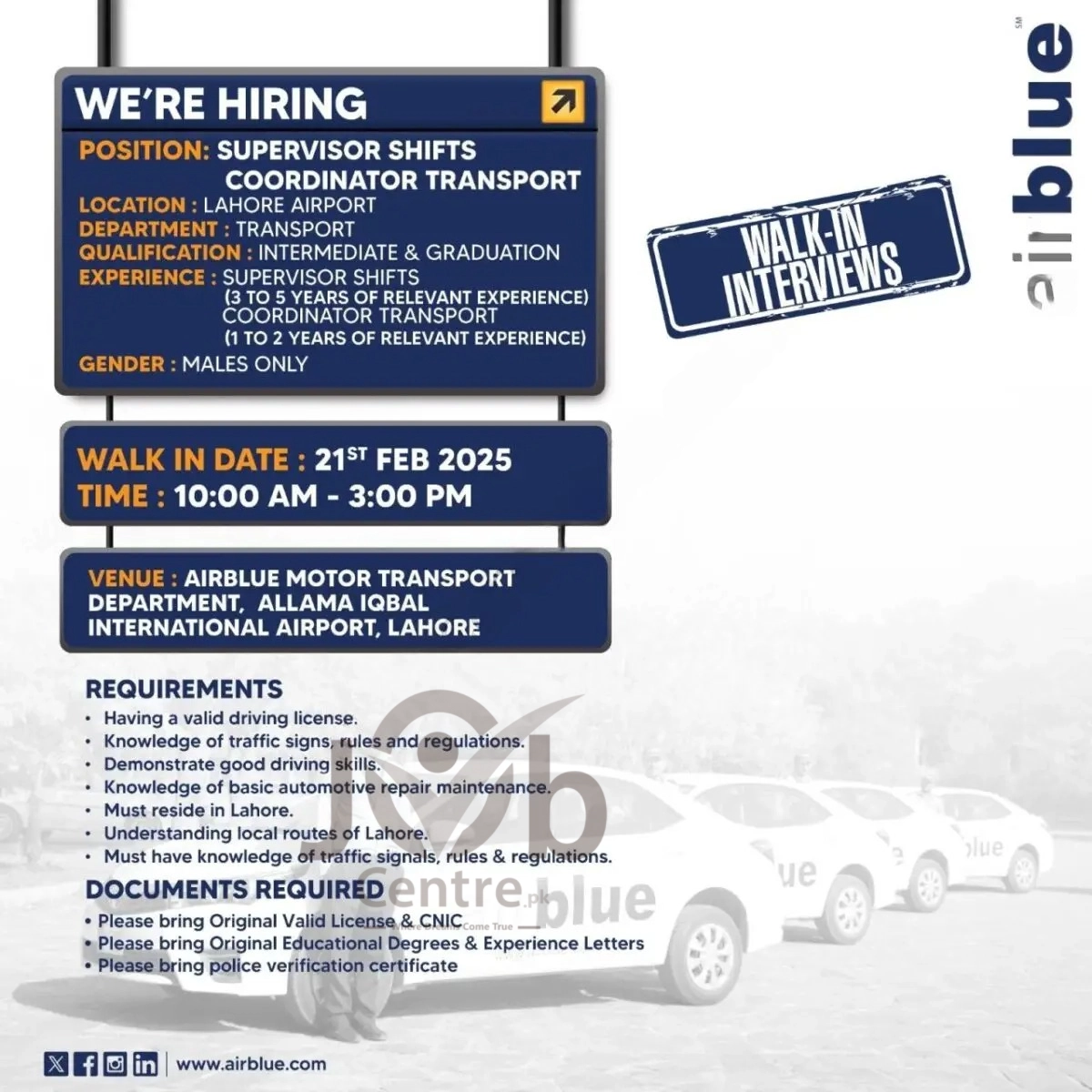 Airblue Jobs 2025 Advertisement