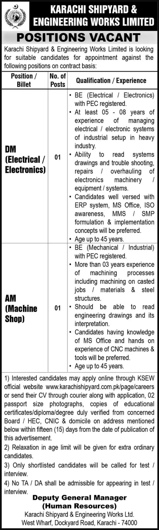 Karachi Shipyard Jobs 2025 Online Apply Latest Advertisement
