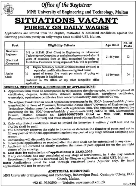MNS Jobs 2025 Advertisement