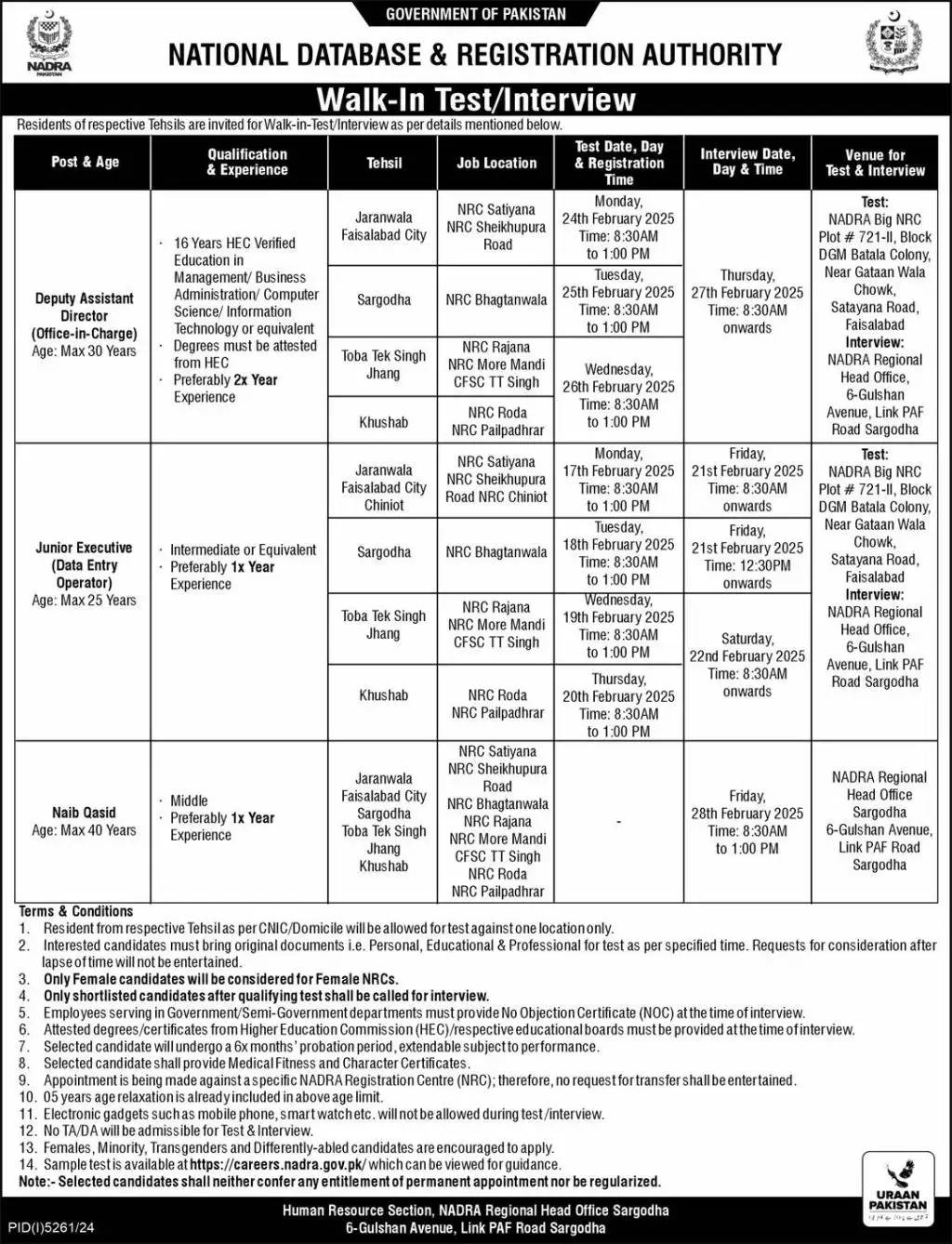 NADRA Junior Executive Jobs 2025 Online Apply