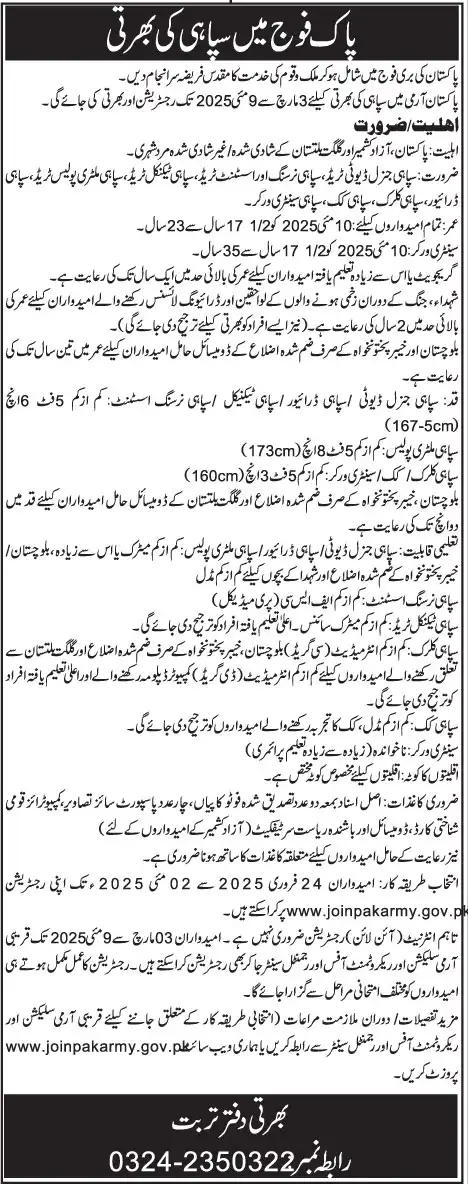 Pak Army Civilian Jos 2025 Latest Advertisement No. 5