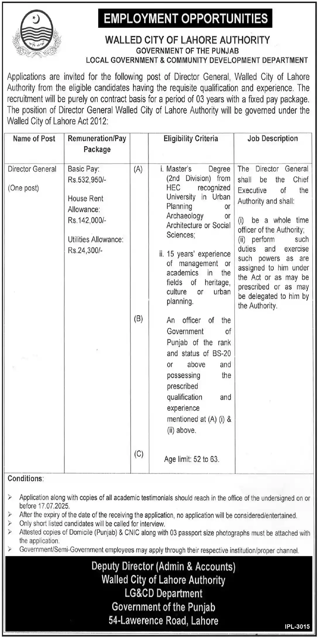 WCLA Jobs 2025 Advertisement: