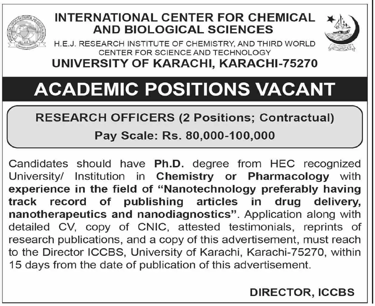 ICCBS Jobs 2025 Advertisement