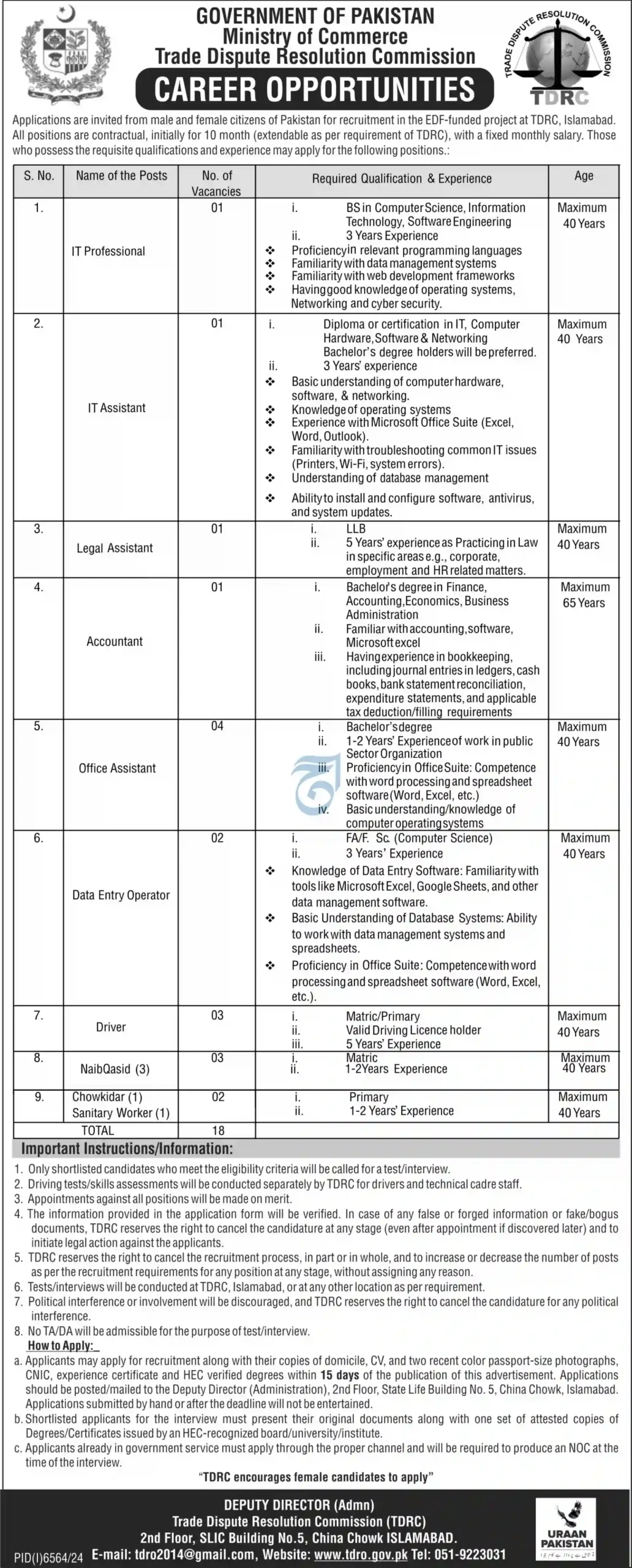 TDRC Jobs 2025 Advertisement