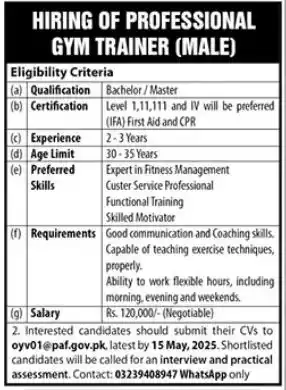 PAF Teacher Jobs 2025 Advertisement