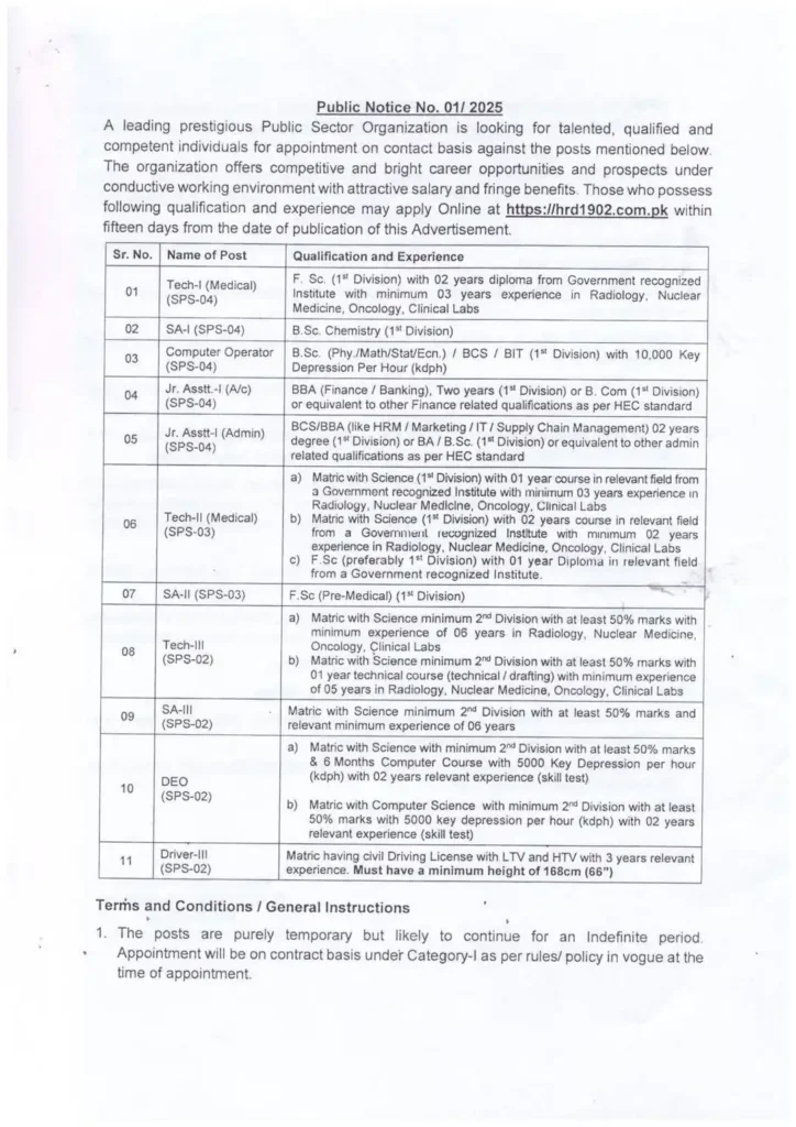 Pakistan Atomic Energy Jobs 2025 Advertisement