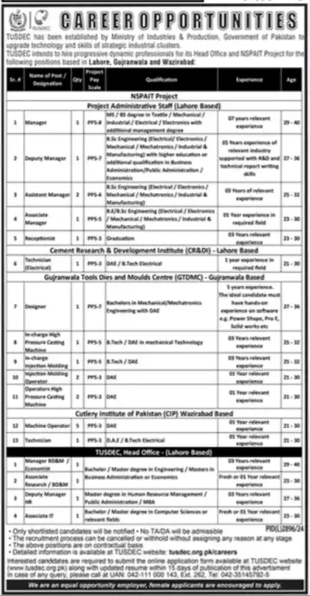 TUSDEC Jobs 2025 Advertisement
