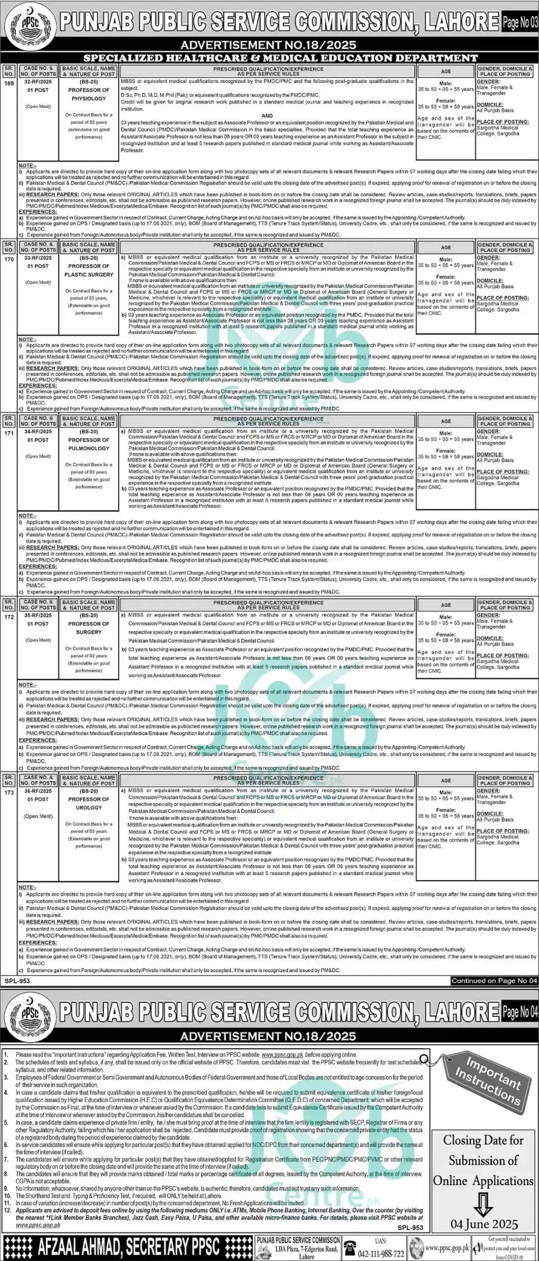 PPSC Jobs Advertisement No 18