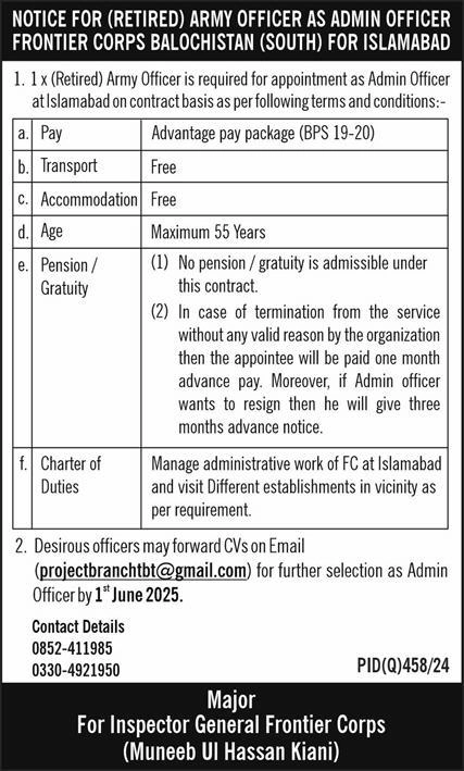 lastest FC Balochistan Jobs 2025 Advertisement