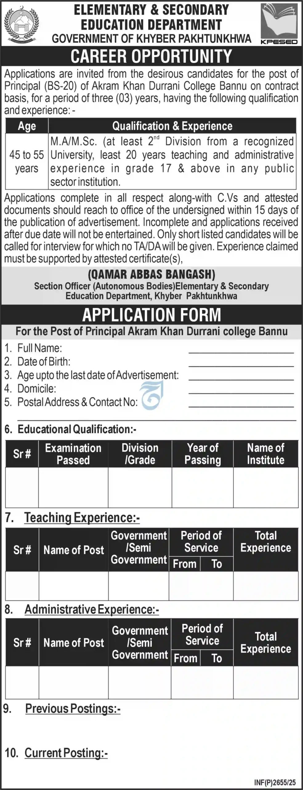 Elementary And Secondary Education Department ESED Jobs 2025 Advertisement