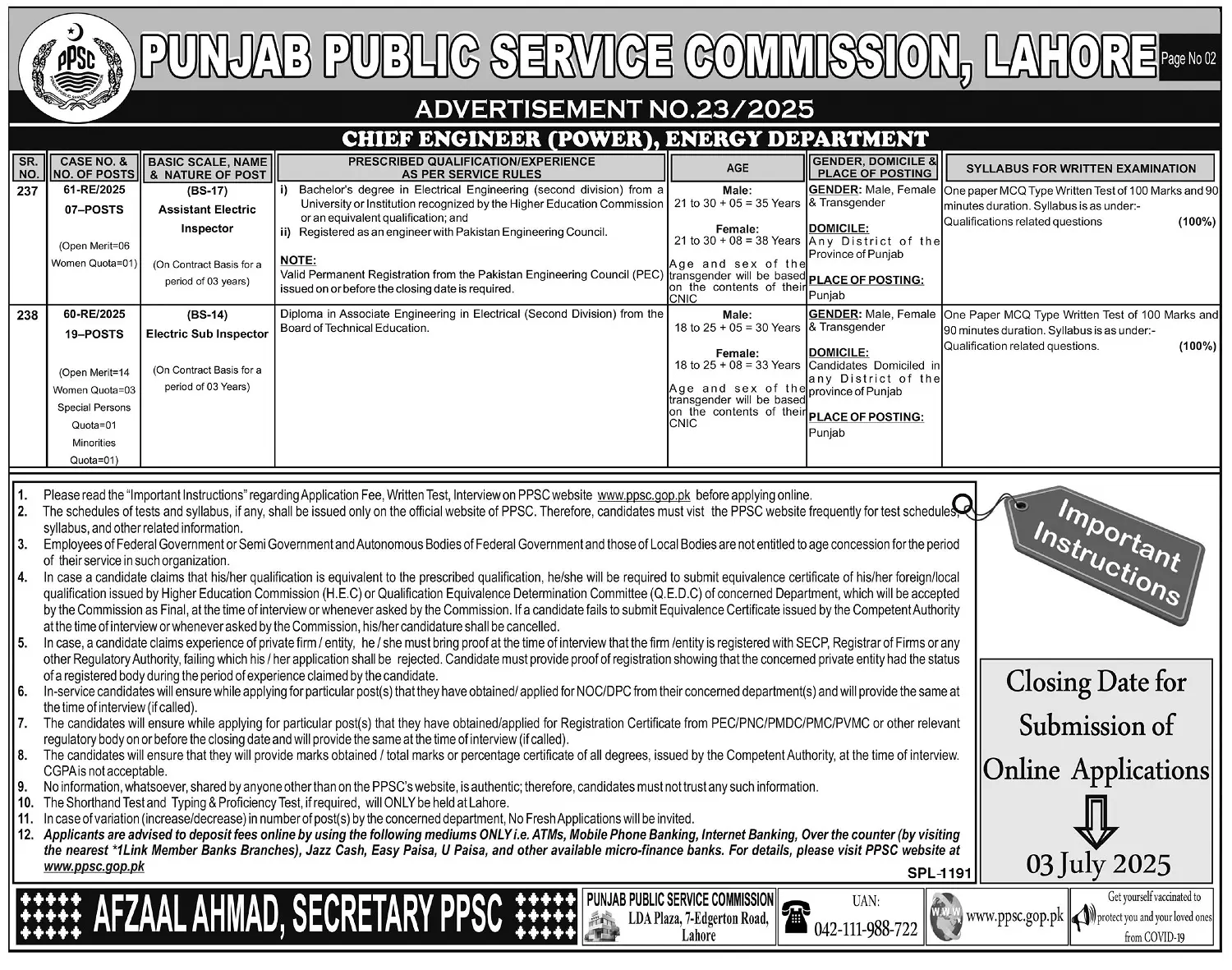 PPSC Advertisement No 23 Jobs 2025