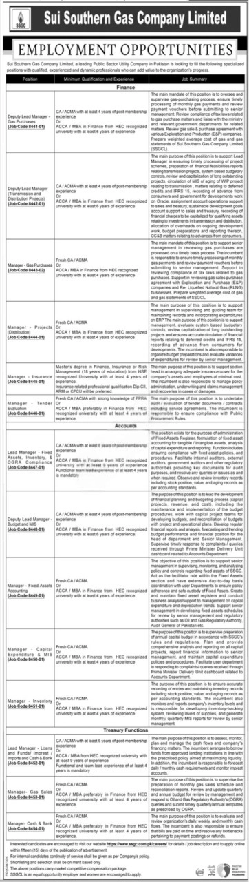 lastest SSGC Jobs 2025 Advertisement